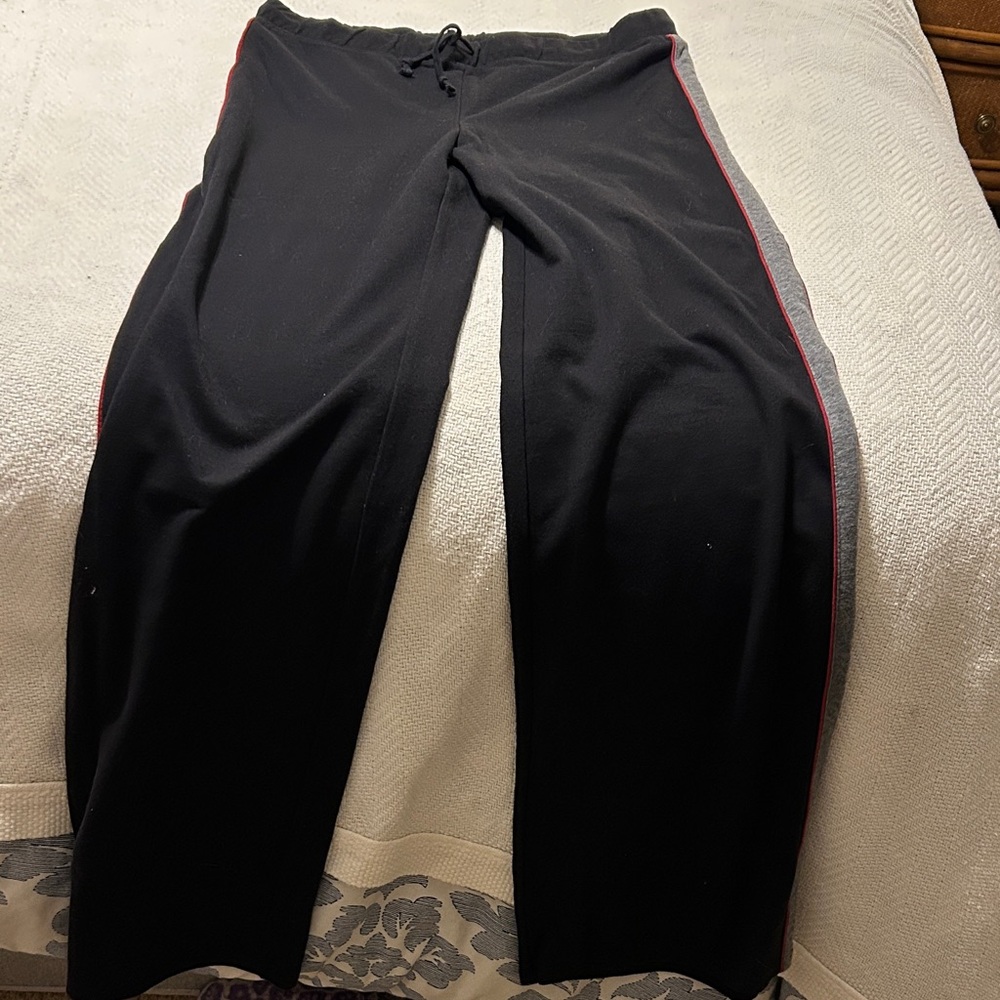 Metrostyle Black Wide Leg Joggers with Red and Gray Trim